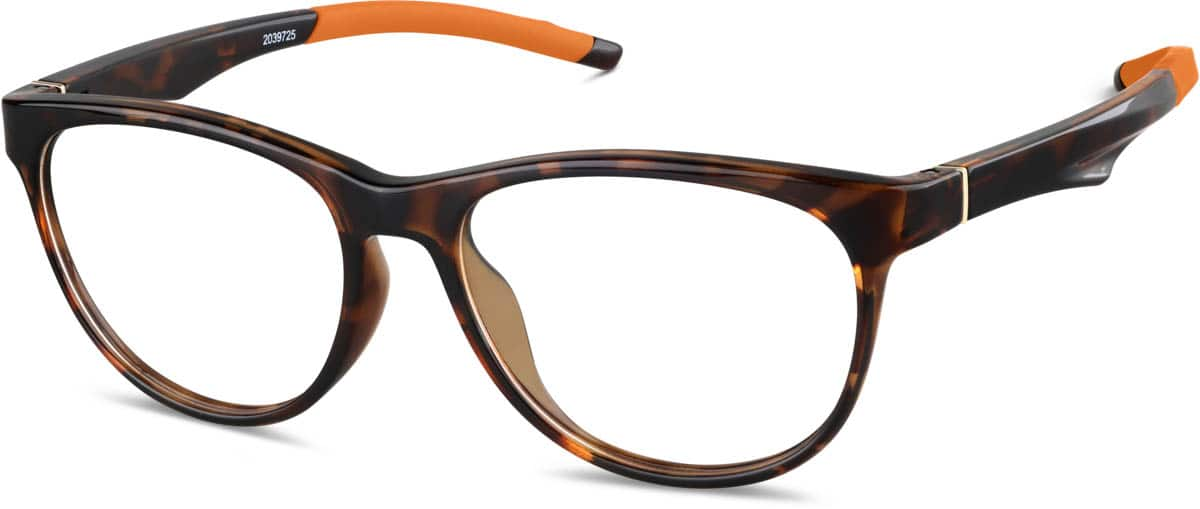 Angle view of Oval Glasses 2039725 in Tortoiseshell