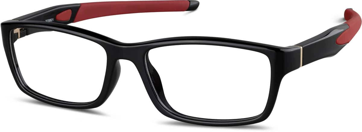 Angle view of Rectangle Glasses 2039821 in Black