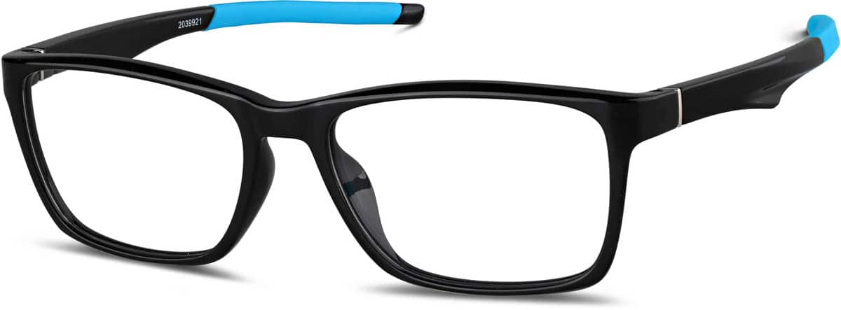 Angle view of Rectangle Glasses 2039921 in Black