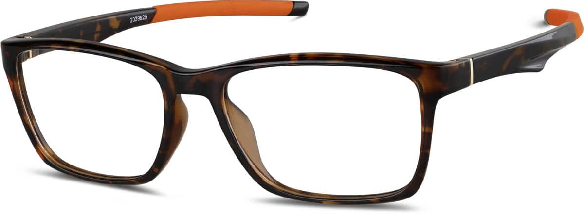 Angle view of Rectangle Glasses 2039925 in Tortoiseshell