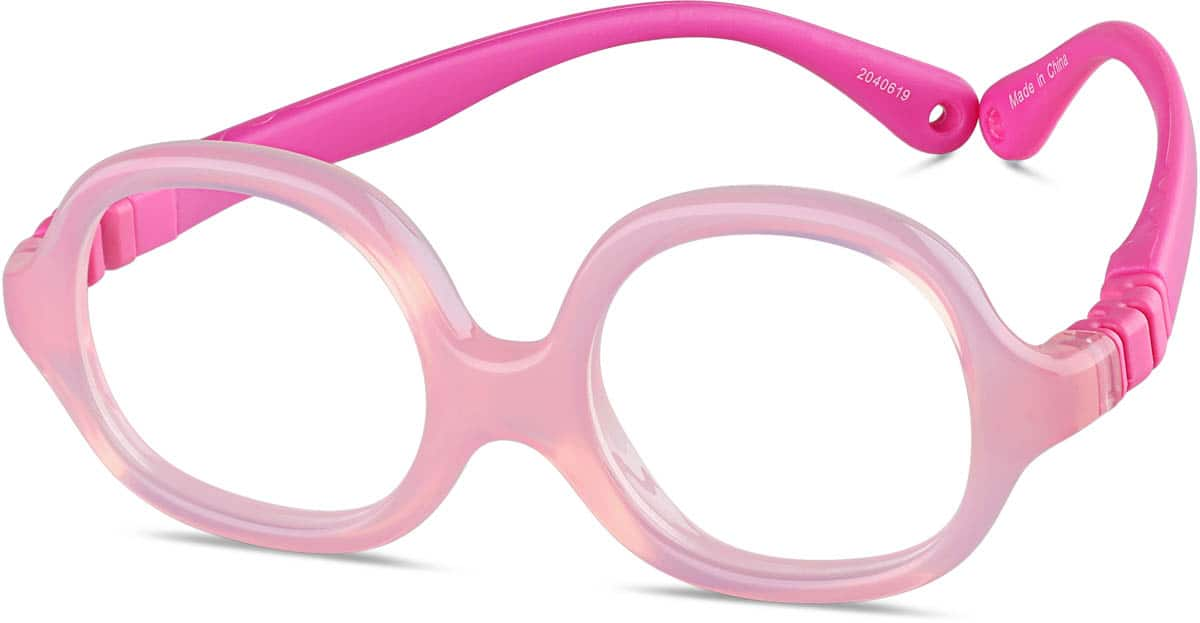 Angle view of Kids' Flexible Square Glasses 2040619 in Pink