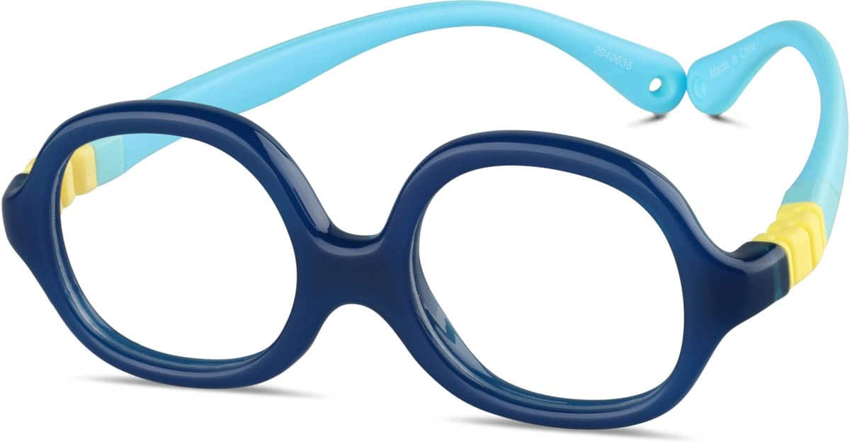 Angle view of Kids' Flexible Square Glasses 2040636 in Blue