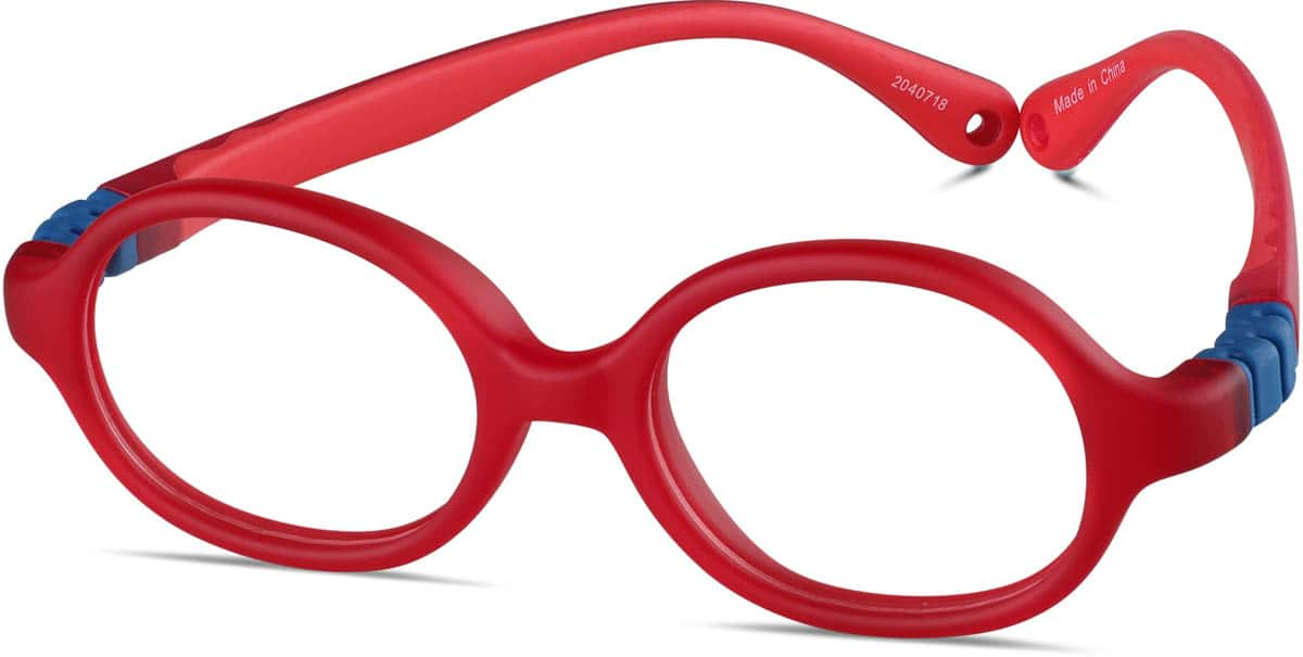 Angle view of Kids' Flexible Oval Glasses 2040718 in Red