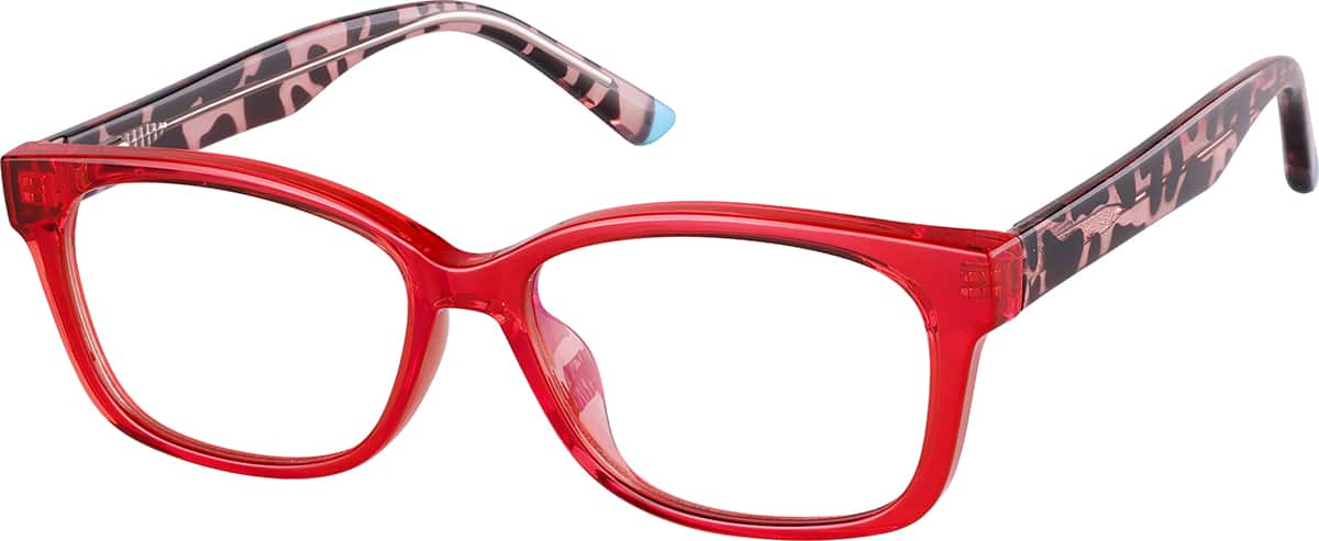 Angle view of Rectangle Glasses 2041518 in Red