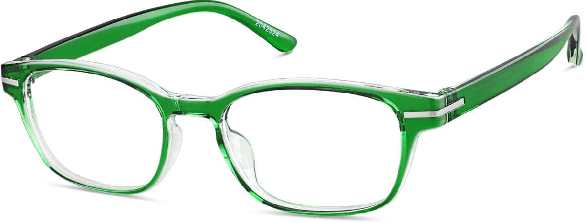 Angle view of Rectangle Glasses 2042624 in Green