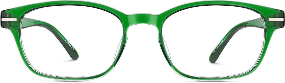 Front view of Rectangle Glasses 2042624 in Green