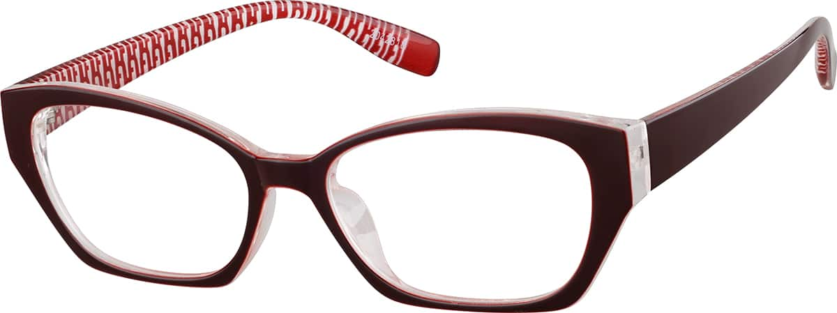 Angle view of Cat-Eye Glasses 2042818 in Red