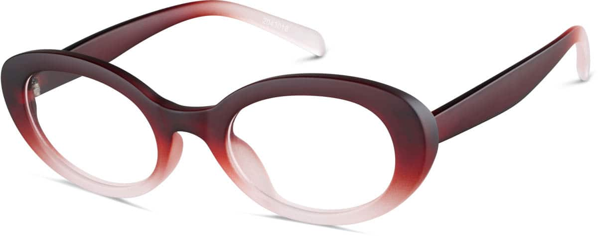 Angle view of Oval Glasses 2043018 in Red