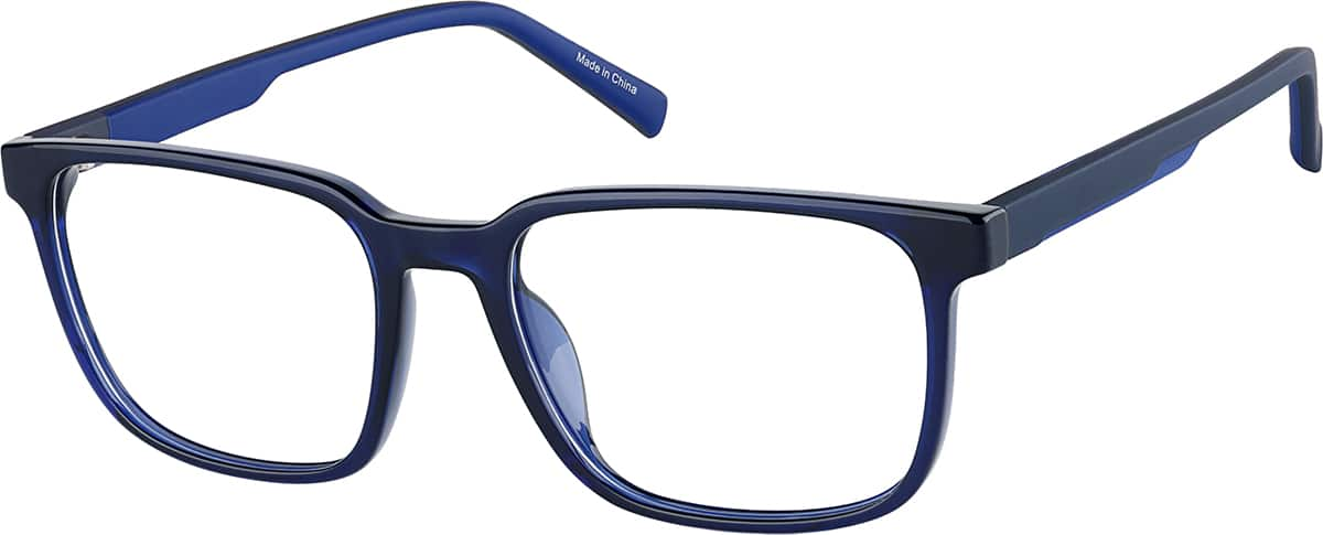 Angle view of Rectangle Glasses 2044616 in Blue