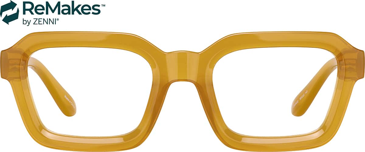 Front view of Rectangle Glasses 2045422 in Yellow