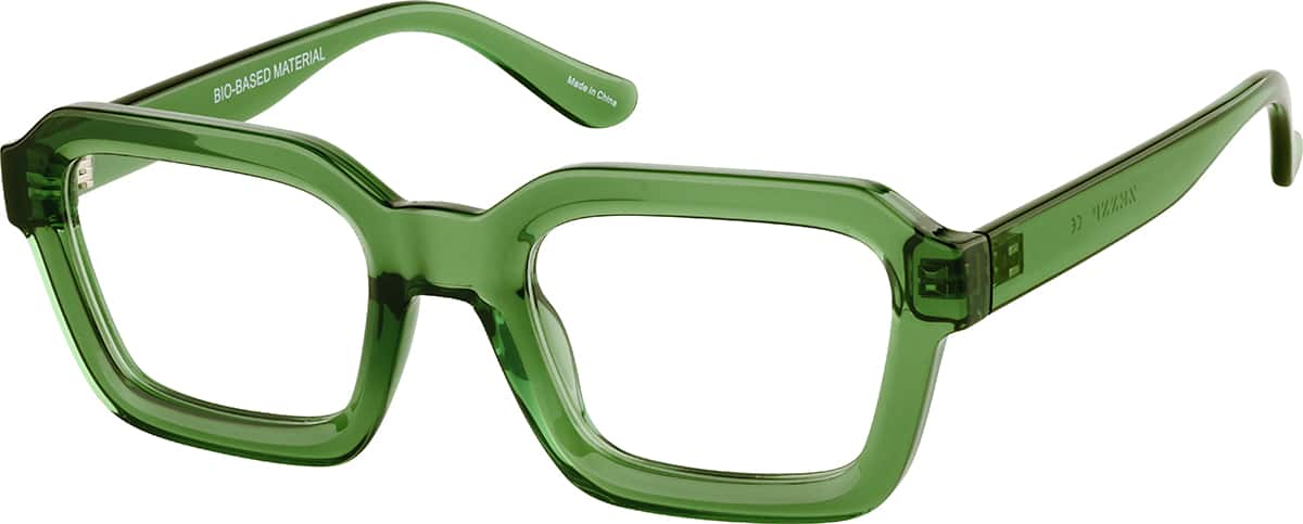 Angle view of Rectangle Glasses 2045424 in Green