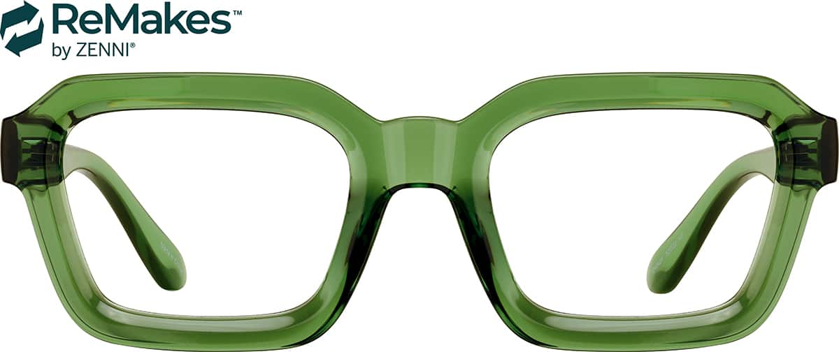 Front view of Rectangle Glasses 2045424 in Green