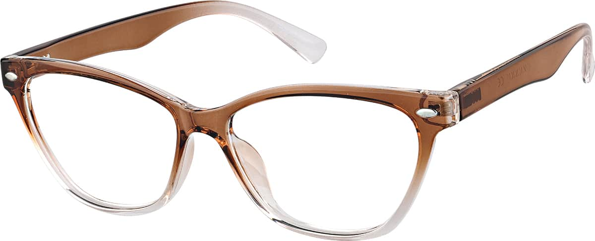 Angle view of Cat-Eye Glasses 2045715 in Brown