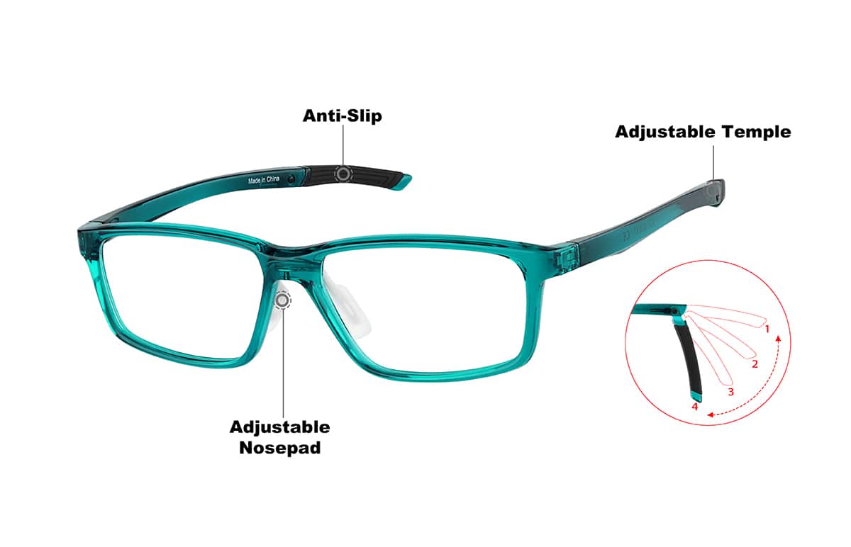 SWRVE スポーツメガネ グリーン Teal Green Zunnies - Rectangle