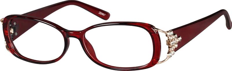 Angle view of Oval Glasses 205018 in Red