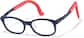 Angle view of Lightweight Oval Adjustable Glasses 2050216 in Navy/Red Temple thumbnail