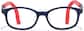 Front view of Lightweight Oval Adjustable Glasses 2050216 in Navy/Red Temple thumbnail