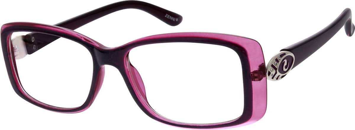 Angle view of Rectangle Glasses 205117 in Purple