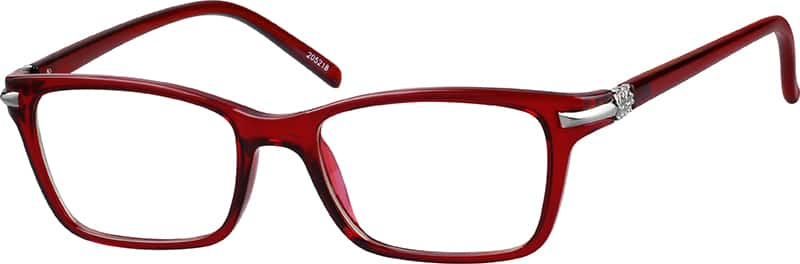 Angle view of Rectangle Glasses 205218 in Red