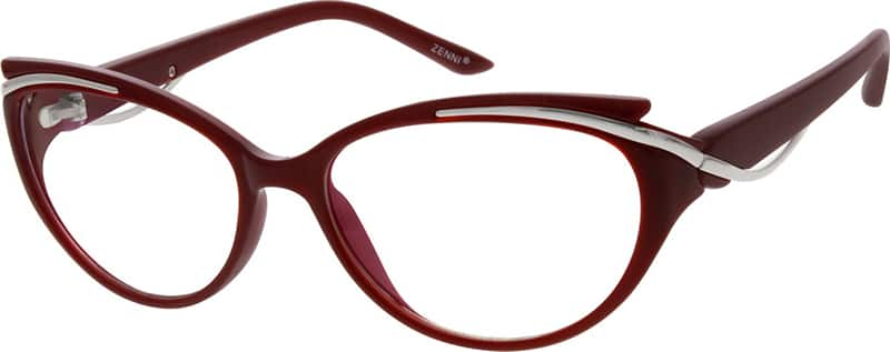 Angle view of Cat-Eye Glasses 205618 in Red