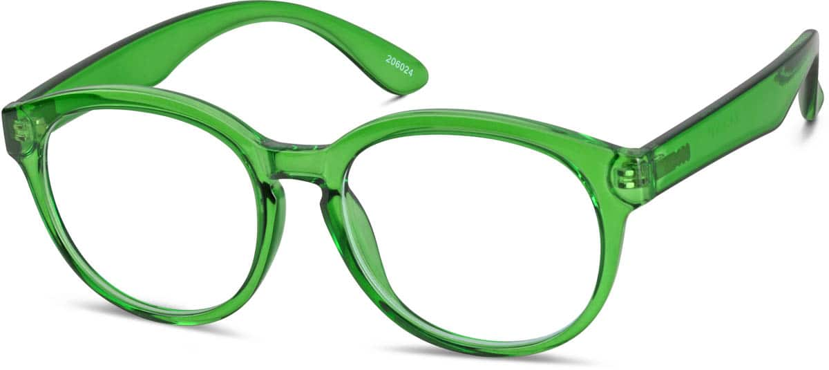 Angle view of Round Glasses 206024 in Green