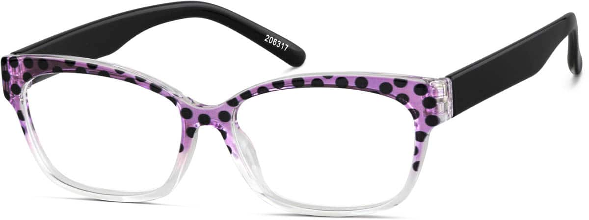 Angle view of Rectangle Glasses 206317 in Purple