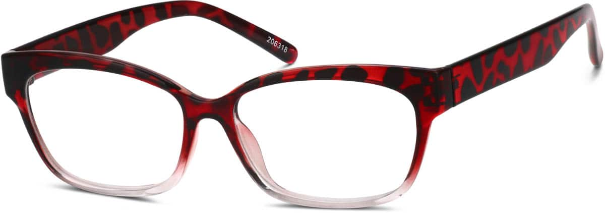 Angle view of Rectangle Glasses 206318 in Red