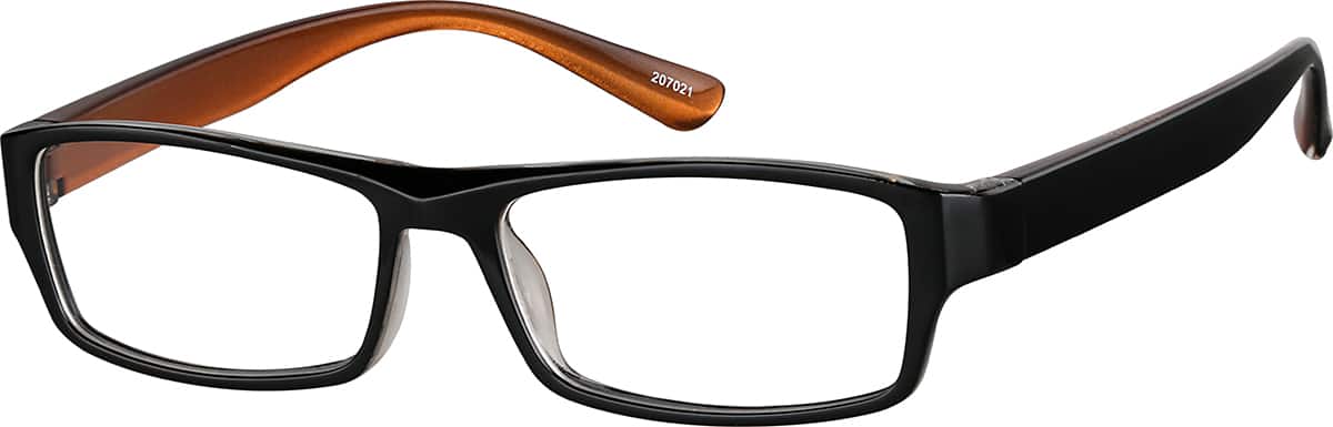 Angle view of Rectangle Glasses 207021 in Black