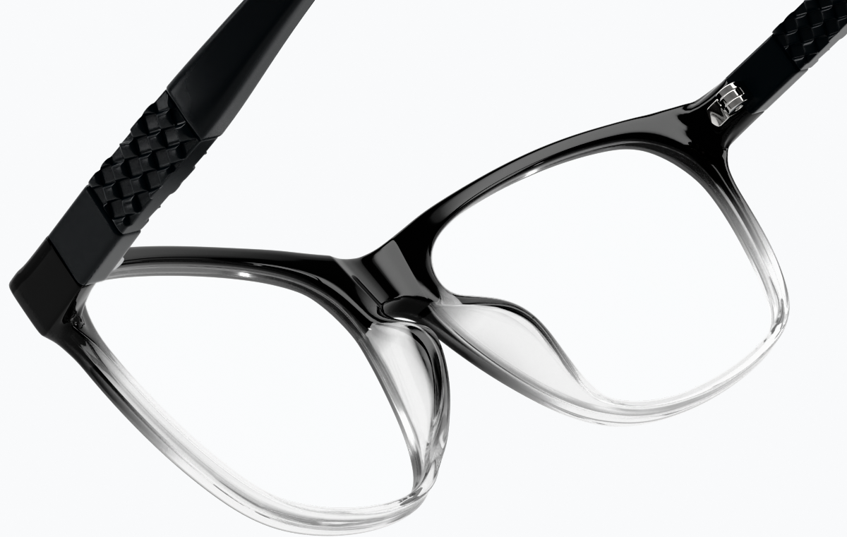 See-through view of Square Glasses 208021 in Black thumbnail