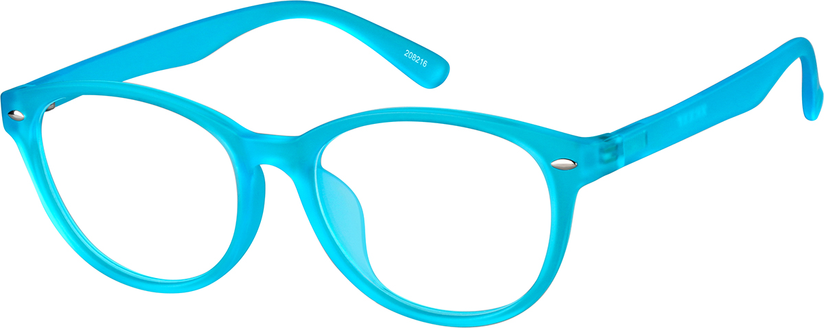 Zenni Oval Prescription Glasses Universal Bridge Fit Blue Plastic Full Rim Frame