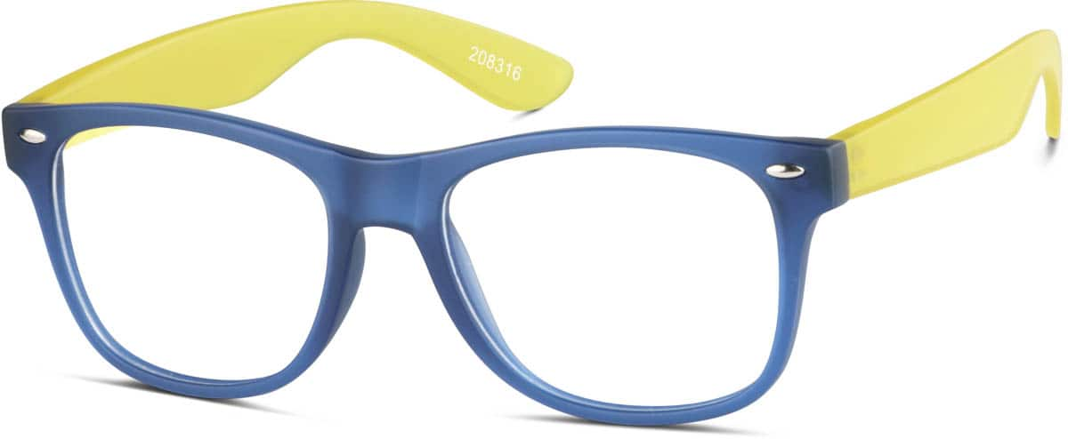 Angle view of Kids’ Square Glasses 208316 in Blue