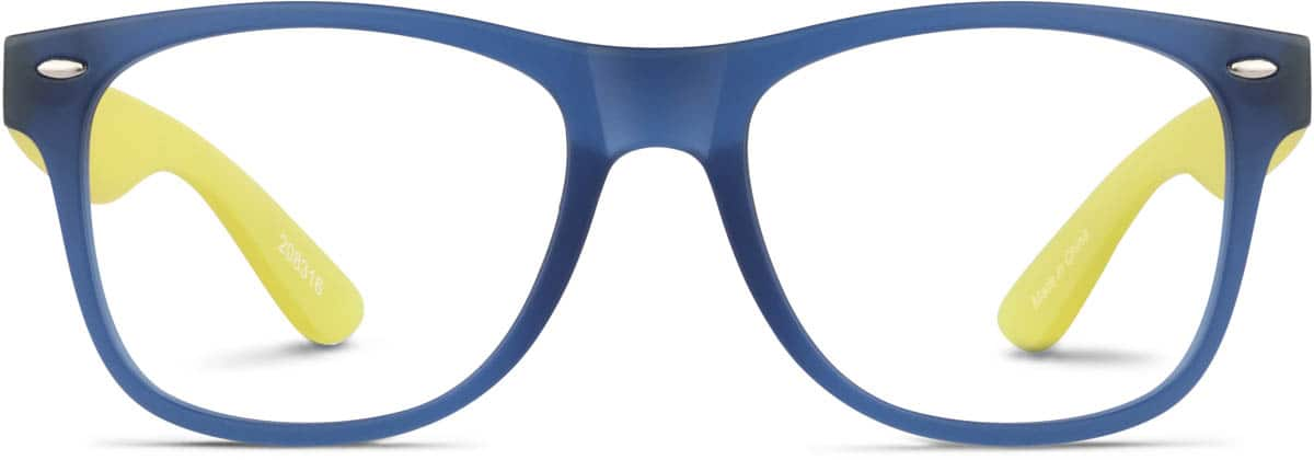 Front view of Kids’ Square Glasses 208316 in Blue