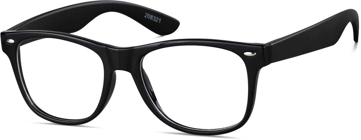 Angle view of Kids’ Square Glasses 208321 in Black