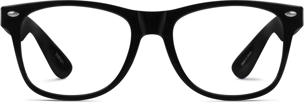 Front view of Kids’ Square Glasses 208321 in Black