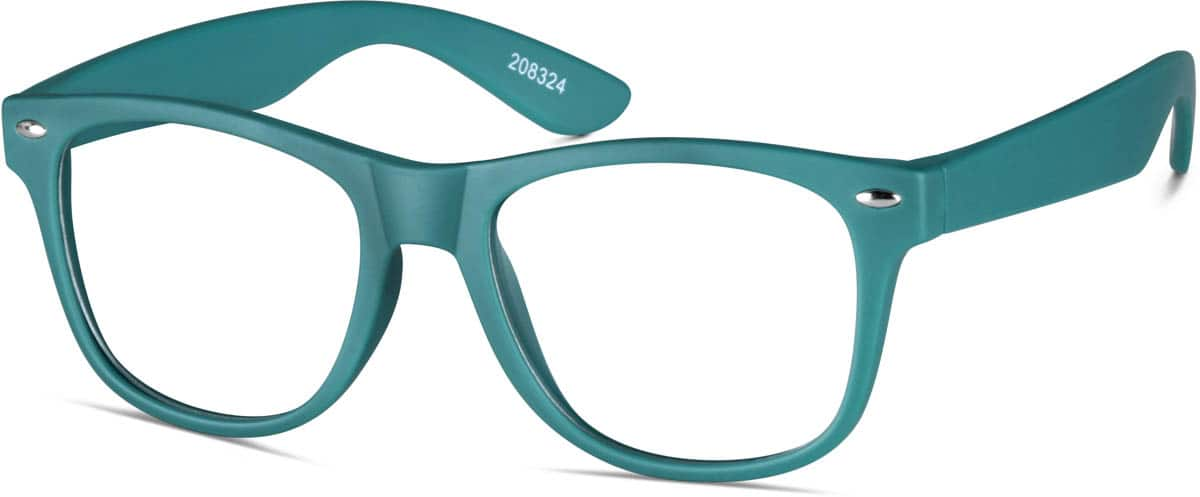 Angle view of Kids’ Square Glasses 208324 in Teal