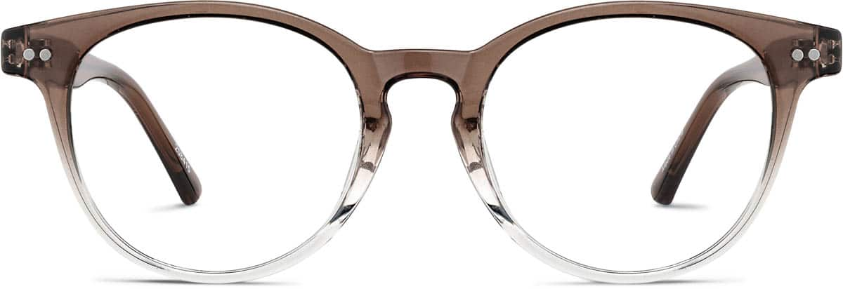 Front view of Round Glasses 208415 in Brown