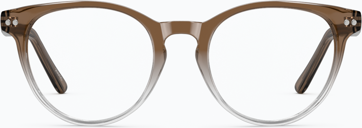 Front view of Round Glasses 208415 in Brown thumbnail