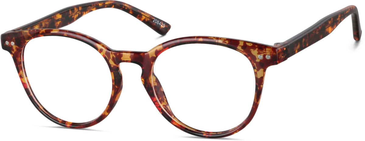 Angle view of Round Glasses 208425 in Tortoiseshell