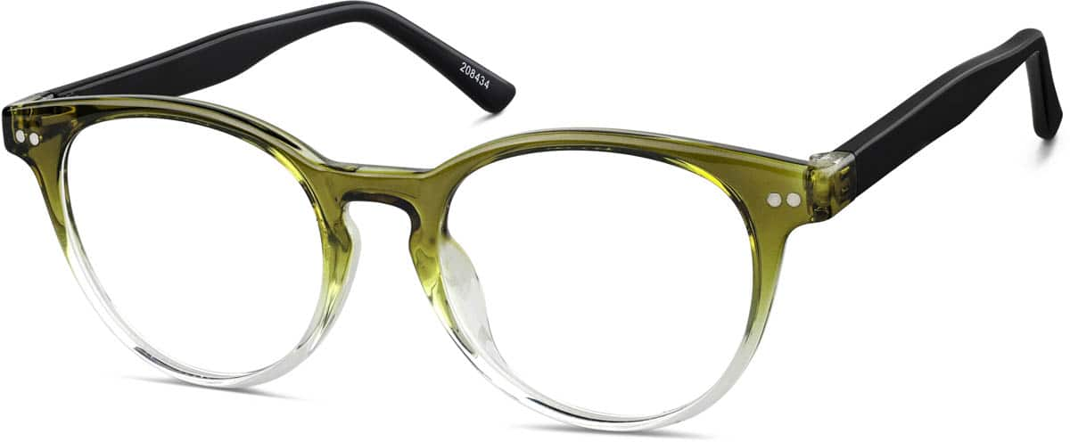 Angle view of Round Glasses 208434 in Olive