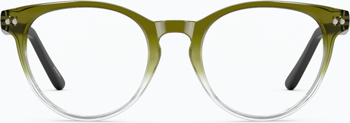 Front view of Round Glasses 208434 in Olive thumbnail