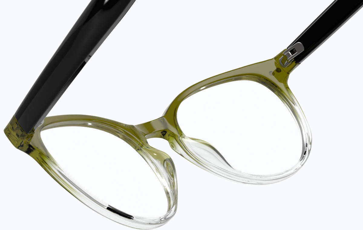 See-through view of Round Glasses 208434 in Olive thumbnail