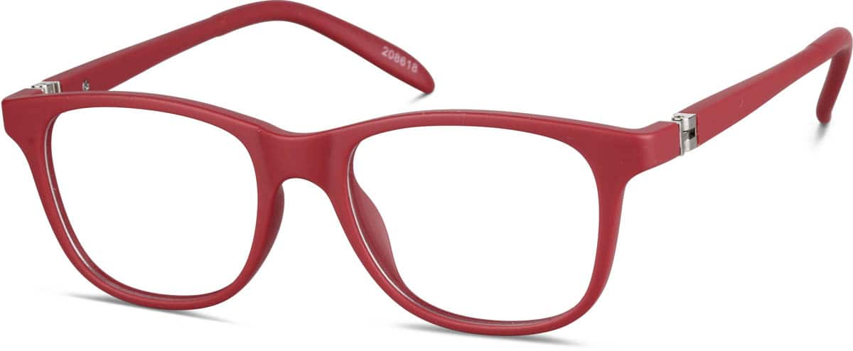 Angle view of Kids' Square Glasses 208618 in Red