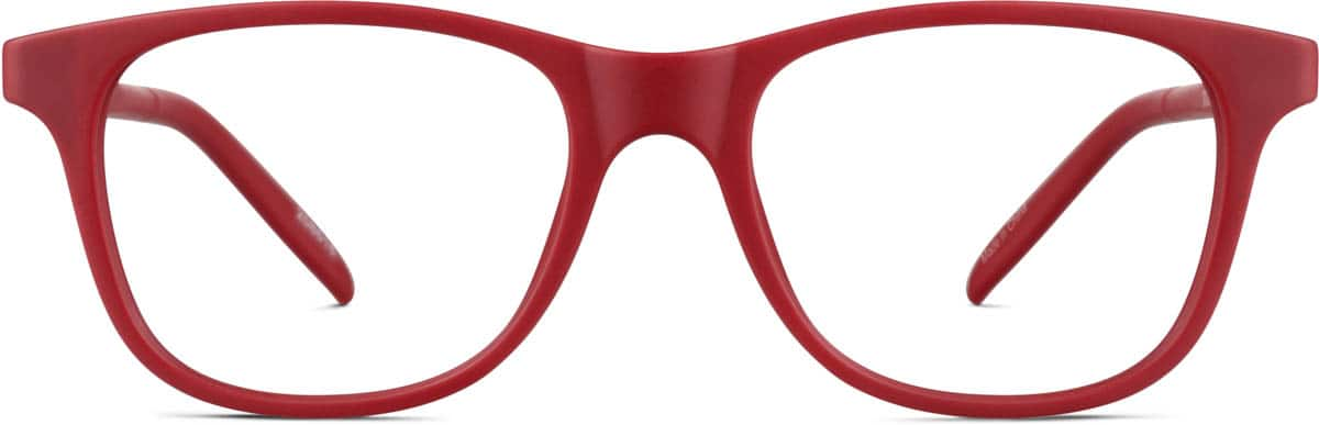 Front view of Kids' Square Glasses 208618 in Red