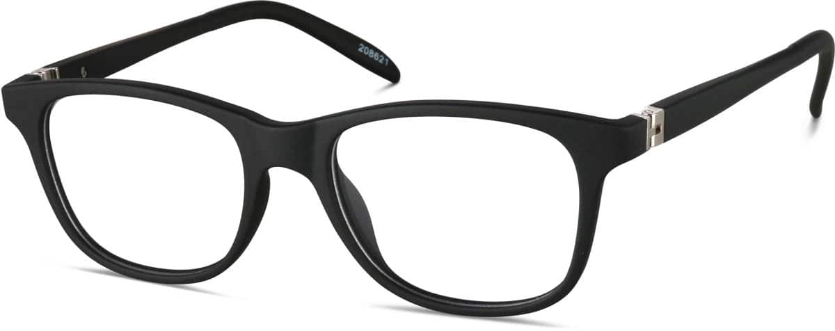 Angle view of Kids' Square Glasses 208621 in Black