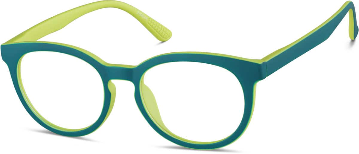 Angle view of Kids' Round Glasses 209024 in Teal