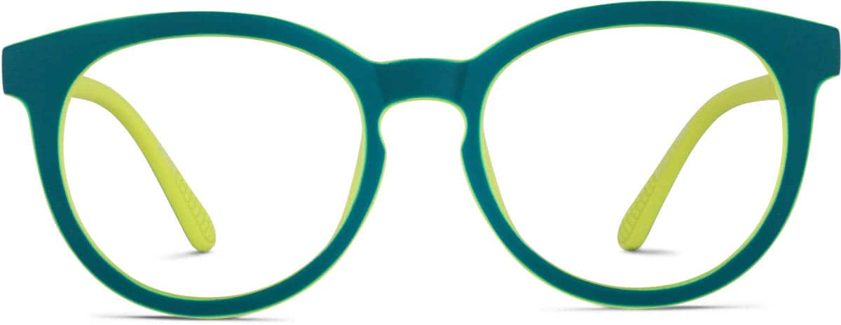 Front view of Kids' Round Glasses 209024 in Teal