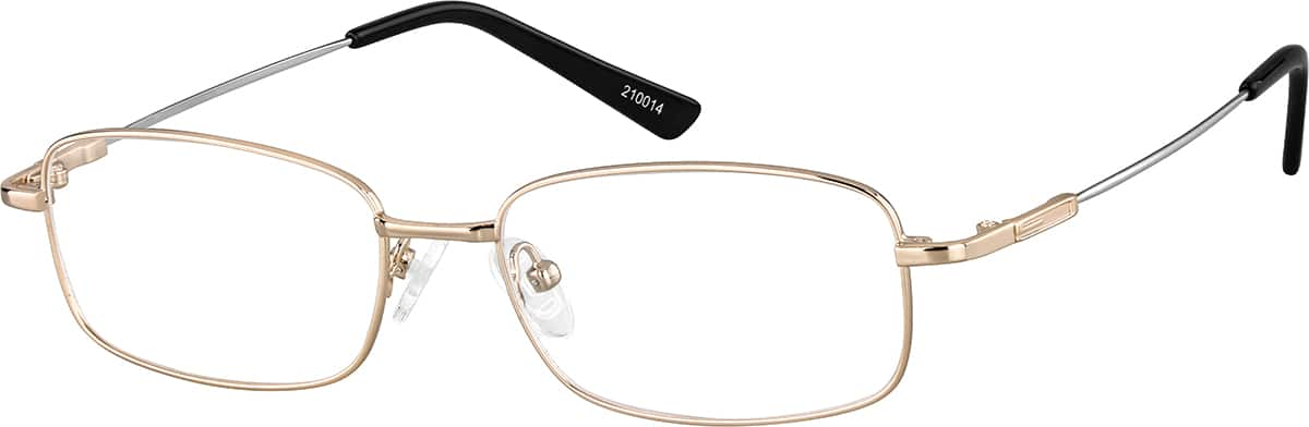 Angle view of Rectangle Glasses 210014 in Gold