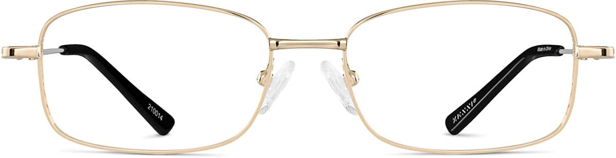 Front view of Rectangle Glasses 210014 in Gold