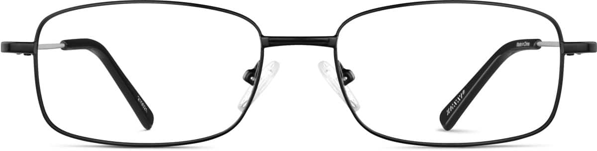 Front view of Rectangle Glasses 210021 in Black