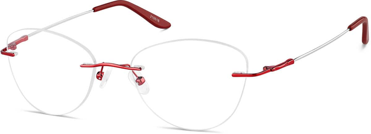 Angle view of Rimless Glasses 210518 in Red